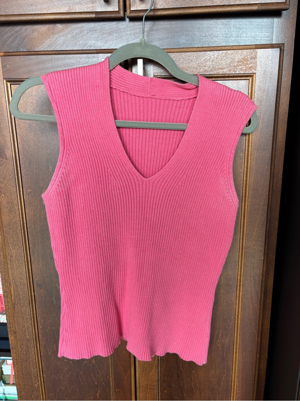 Sleeveless V-Neck Knit Tank Top